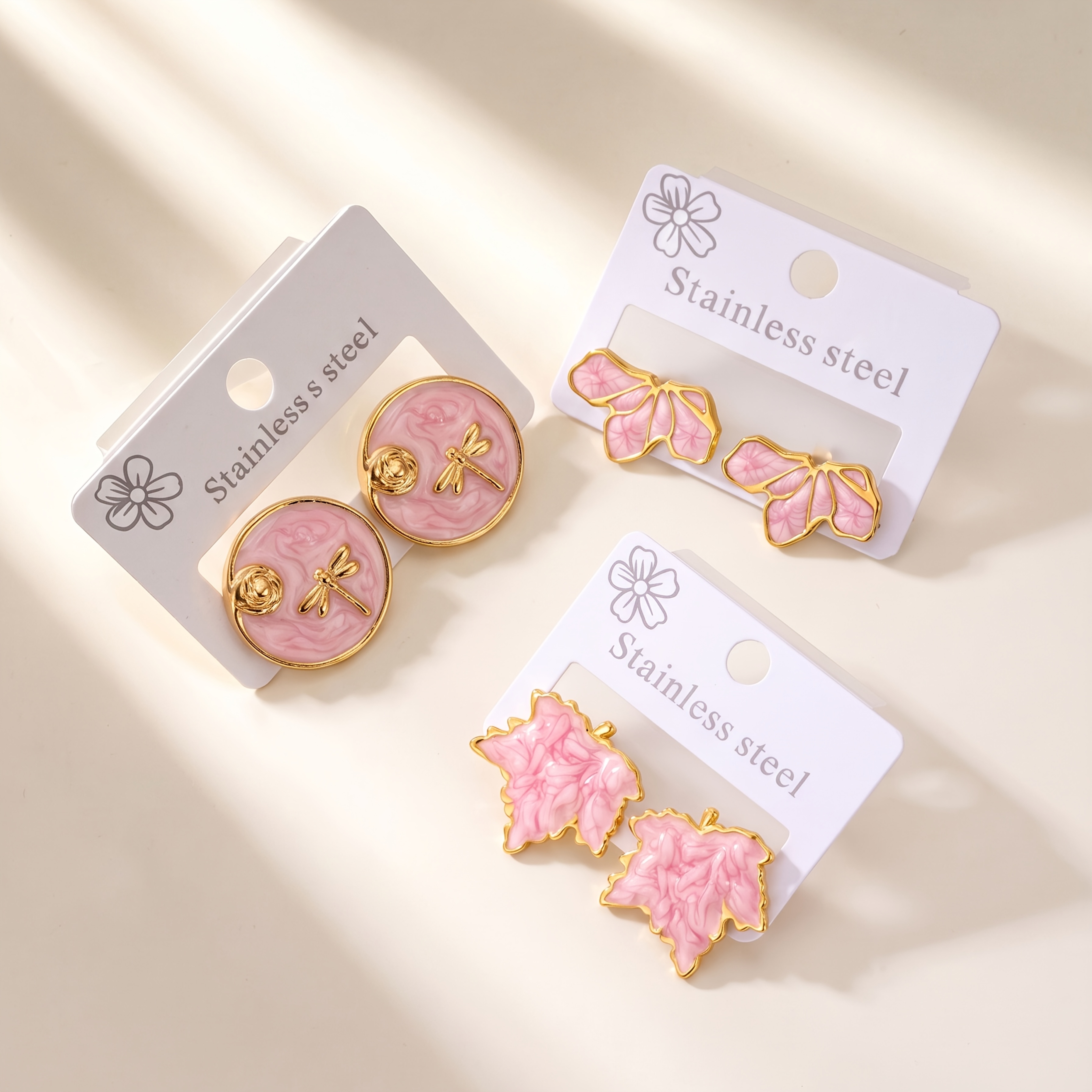 Women'S Fashion Earring Set, Golden Plated Studs